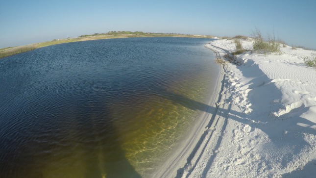 Saltwater pond on beach