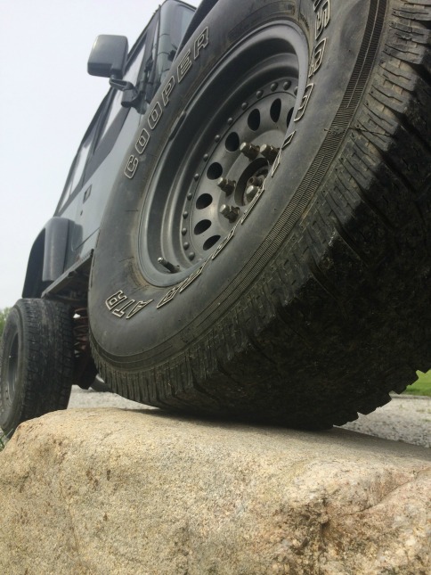 Gavin's Jeep on a rock