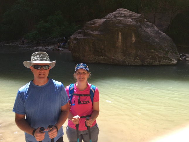 Mike and Randi in the Virgin River in the Narrows