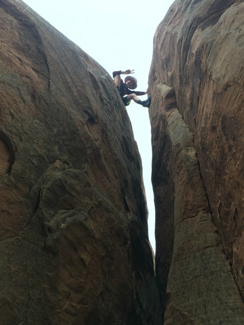 Gavin at the top of Mike's Crack