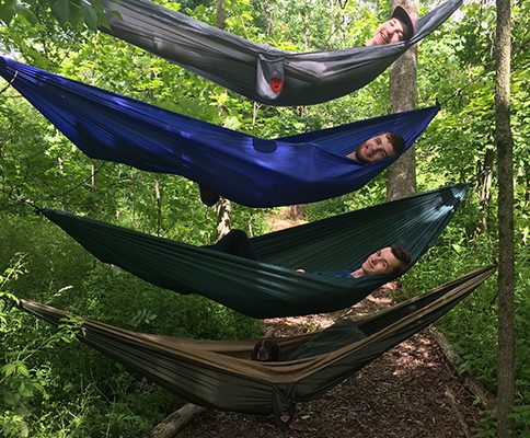 Mike and boys in hammocks